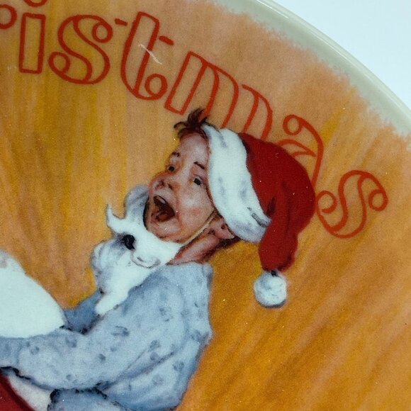 Norman Rockwell Plate Tan Red Christmas Holiday 1960 - Picture 6 of 7